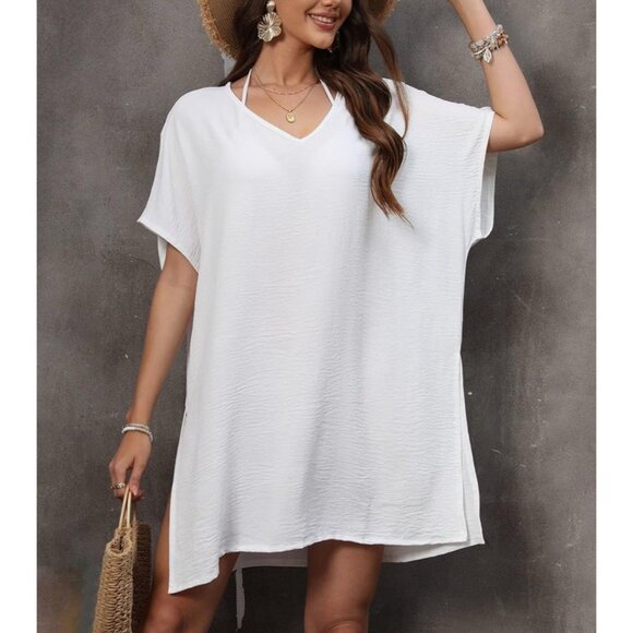 NEW! Victoria’s Secret Swim Coverup V Neck White SZ OS - Picture 2 of 10